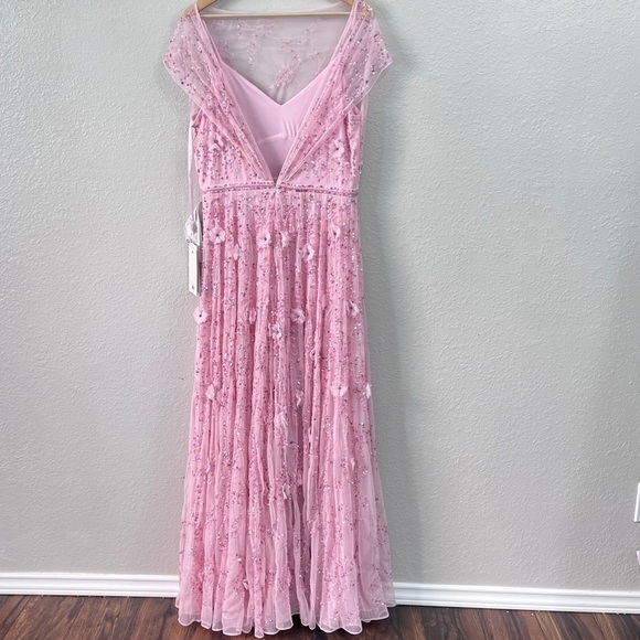 NEW $798 Mac Duggal 93685 Sequin 3D Embellished Cap Sleeves gown size 10 - Picture 9 of 15